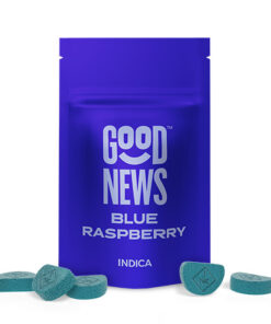 Good News Blue Raspberry gummies 100mg THC indica 10ct sunnyside dispensary