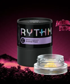 rythm animal face live resin indica 1g 70% THC concentrate Sunnyside